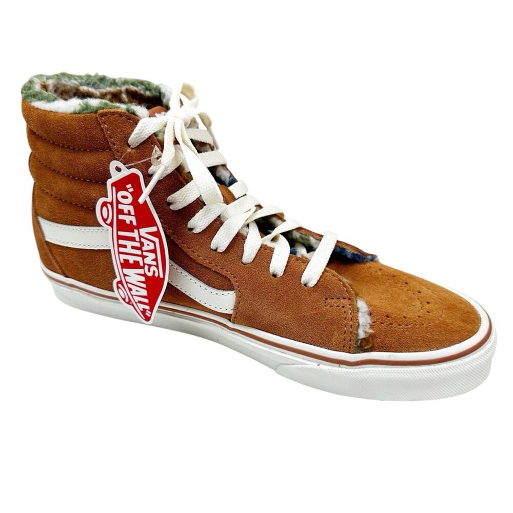 NEW Vans Sk8 Hi Tops Sherpa Lined Suede Leather Lace Up Sneakers M 8/ W 9.5